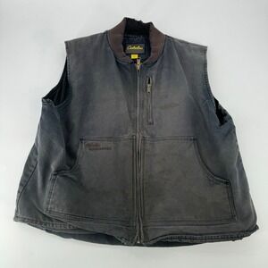 Cabelas Mens 2XL REG 2TG REG Carhartt Style Canvas Work Vest Gray